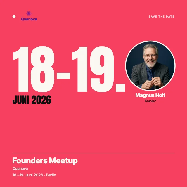 Event-Badge mit großem Datum für ein Founders Meetup