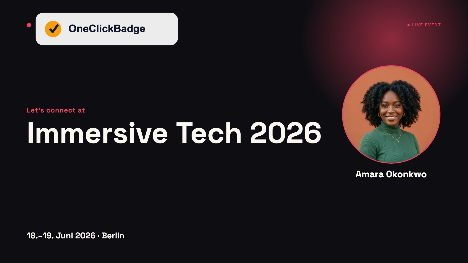 Dunkles Event-Titelbild im Querformat zum XR Summit Berlin