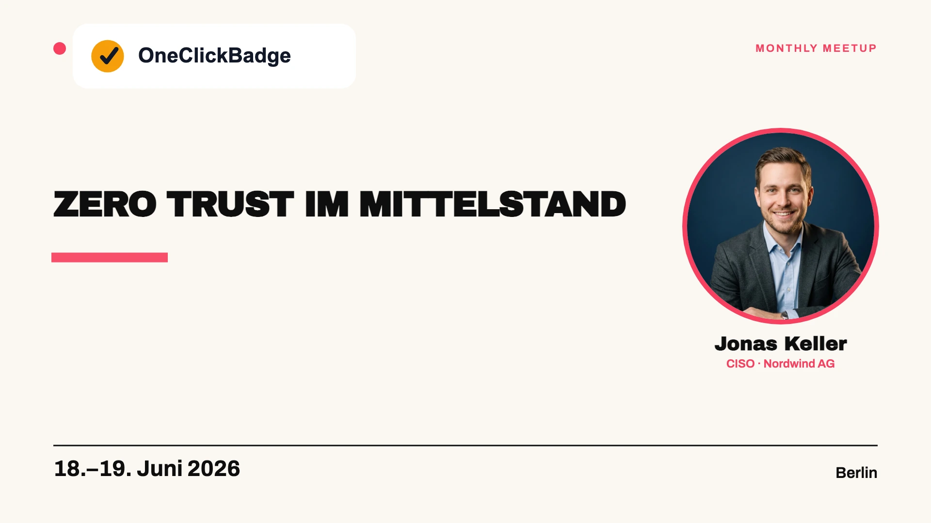 LinkedIn-Event-Titelbild im Querformat zum Security Summit 2026 mit Zero Trust im Mittelstand als Titel